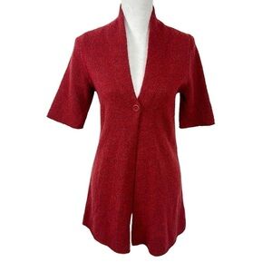 Eileen Fisher Petites Cardigan Sweater Women's PM Red Brown One Button EUC